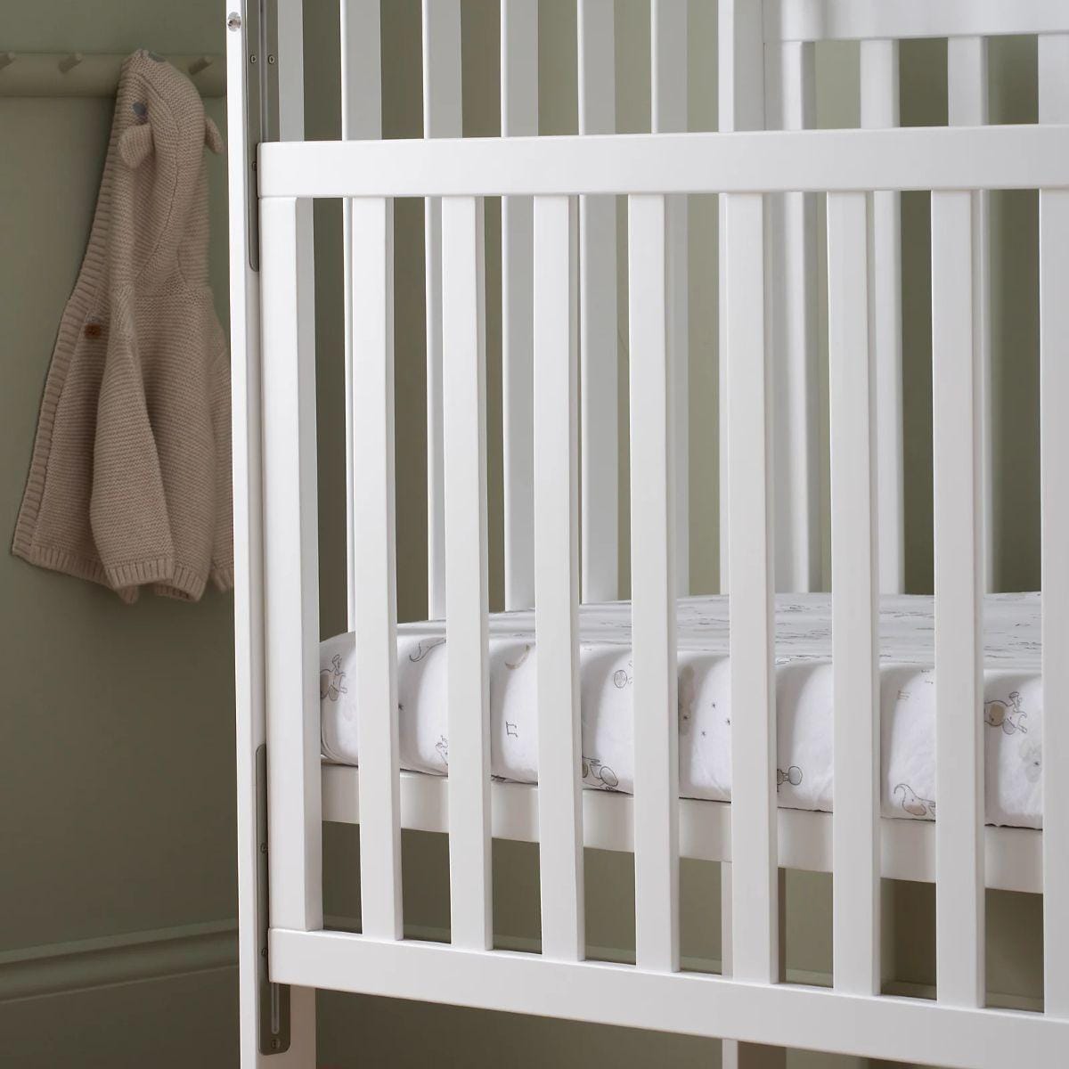 Mothercare Bristol Dropside Cot with Wheels White Mothercare